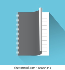 Realistic black notebook and template blank, vector