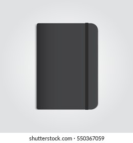 Realistic Black Notebook, Vector Mockup