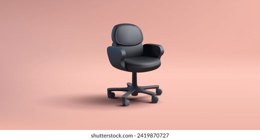 silla 3D de oficina negra realista. Para los conceptos de negocios, lugar de trabajo, tarea y ocio. Vector