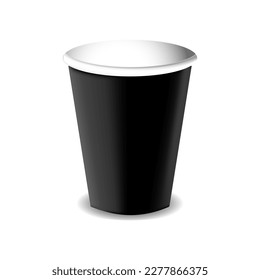 Realistic black paper coffee cup. - Vector.