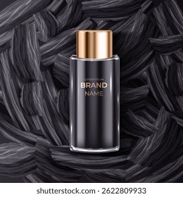 Realistic Black Perfume Bottle Illustration
