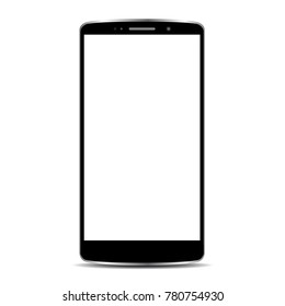 Realistic black phone, communication technology device - stock vector