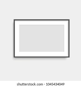Realistic black photo frame. Vector