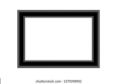 Realistic Black Picture Frame Isolated On White Background. Vector Illustration