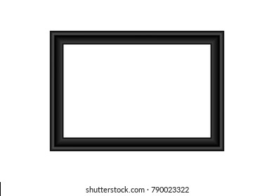 Realistic Black Picture Frame Isolated On White Background. Vector Illustration