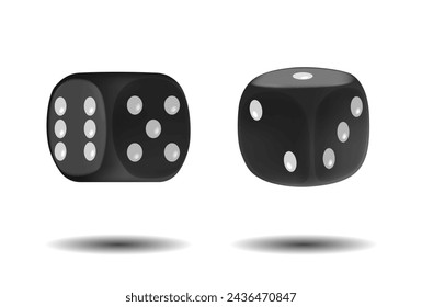 Dados Realistas De Juego De Color Negro Elaborados Con Acrílico O Resina Resistente, Con Puntos Blancos Grabados, Utilizados En Juegos De Mesa