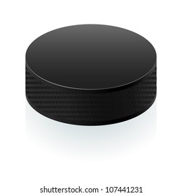 Realistic black puck. Illustration on white background for design