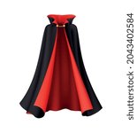 Realistic black and red witch or vampire cloak on white background vector illustration