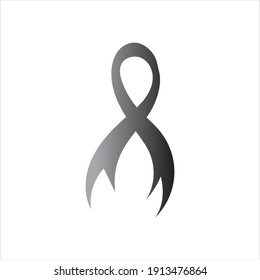 Realistic black ribbon, death symbol . Vector illustration