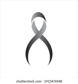 Realistic black ribbon, death symbol . Vector illustration