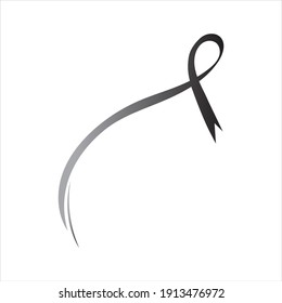 Realistic black ribbon, death symbol . Vector illustration