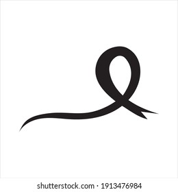 Realistic black ribbon, death symbol . Vector illustration