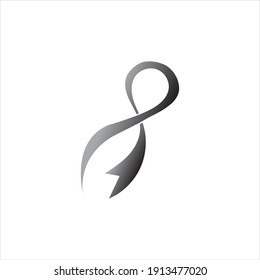 Realistic black ribbon, death symbol . Vector illustration
