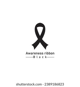 Realistic black ribbon  death symbol . Vector illustration