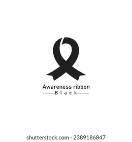 Realistic black ribbon  death symbol . Vector illustration