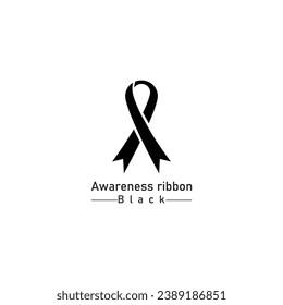 Realistic black ribbon  death symbol . Vector illustration