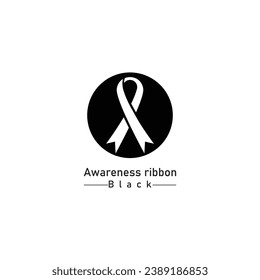 Realistic black ribbon  death symbol . Vector illustration