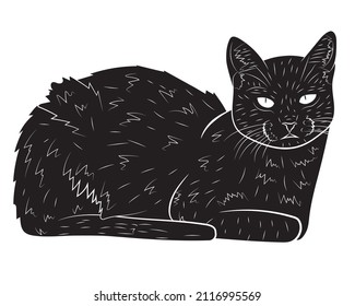 Realistic black silhouette of a cat. vector illustration