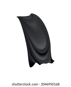 Realistic black silk cloak on white background vector illustration