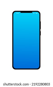 Realistisches schwarzes Smartphone mit leerem Touchscreen. Gerätevorderansicht. Einzeln auf weißem Hintergrund, Vektorgrafik.