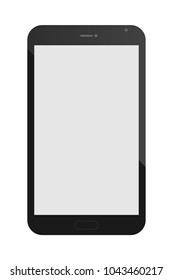 Realistic black smartphone isolated on white background. Smartphone realistic vector iphon illustration. Grey screen