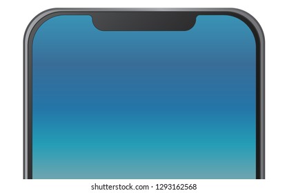 Realistic Black Smartphone with Lock Screen Isolate on white background.