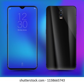 Realistic black smartphone mockup easy place demo into screen smartphone. Vector illustration mobile phone isolated for advertising technology. - Shutterstock ID 1158665743