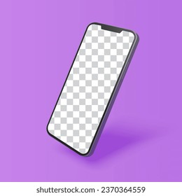 Realistic Black Smartphone Mockup Floating on Purple background