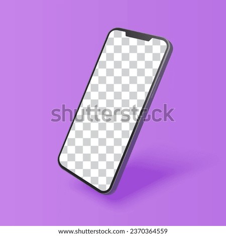 Realistic Black Smartphone Mockup Floating on Purple background
