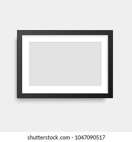 Realistic black square photo frame. Vector