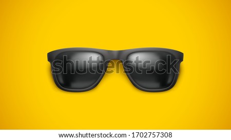 realistic black sunglasses front view