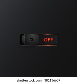 Realistic black switch with backlight OFF, vector