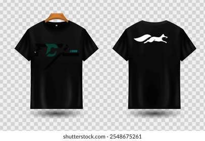 Realistic Black T shirt Mockup FOX