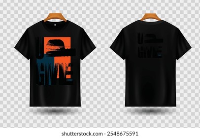 Realistic Black T shirt Mockup GIVE UP