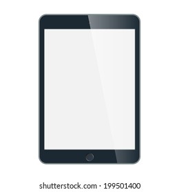 Realistic black tablet with blank screen isolated on white. Vector EPS10