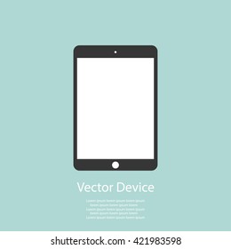 Realistic black tablet with blank screen isolated on white background. Vector illustration