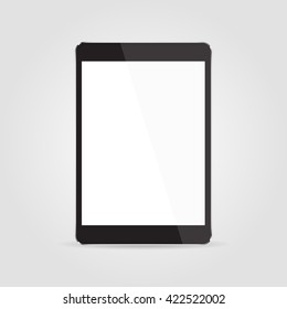 Realistic black tablet with blank screen isolated background. Vector illustration