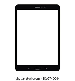 Realistic black Tablet computer with white screen vector eps10. Tablet computer front view icon. Black tablet computer  with white screen isolated.