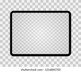 Realistic black tablet  isolated on transparent background vector illustration