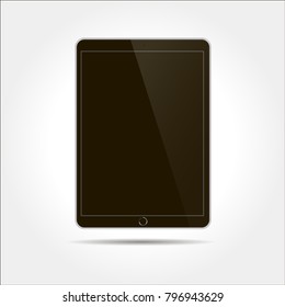 Realistic black tablet mock up isolated on white background. Tablet in ipade style vector illustration. Tablet mockup with blank screen.