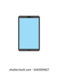 Realistic black Tablet with white screen vector eps10. Tablet computer front view icon
