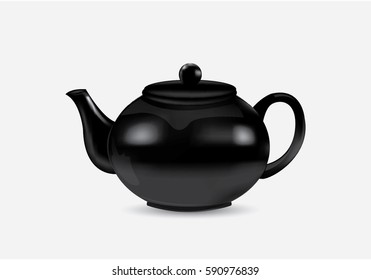 Realistic Black Tea Pot Mock-up