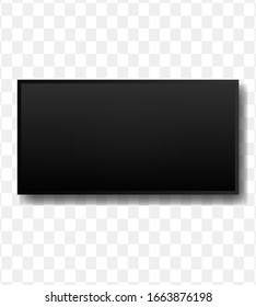 Realistic black television screen on a isolated background. 3d blank TV led monitor, eps 10