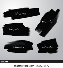Realistic black texture brush. Vector watercolor illustration