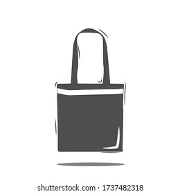 Realistic black tote bag corporate identity item mock-up template illustration vector background transparent.