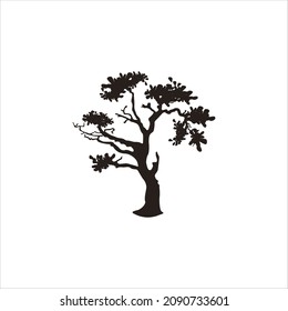 realistic black tree silhouette vector image illustration