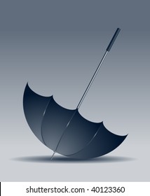 Realistic black umbrella. Vector illustration.