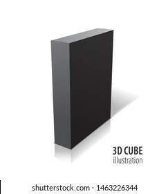 Realistic black vector closed blank box illustration with shadows.