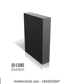 Realistic black vector closed blank box illustration with shadows.