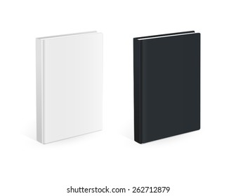 Realistic black and white books with empty covers